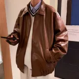 가죽 재킷 빈티지 오버핏 아우터 데일리 캐주얼 점퍼
