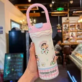 캐릭터 프린팅 물통 물병 핸들 텀블러 620ml 핑크