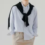 남자 스트라이프 셔츠 긴팔 카라 남방 봄 가을 데일리룩