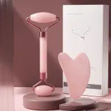 로즈쿼츠 괄사 마사지 하트 롤러 얼굴 마사지 세트