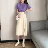 실키 밴딩스커트 여성 옆트임 롱기장 플레어형