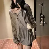 베이직 보트넥 버튼 루즈핏 티셔츠