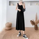 슬림 골지 민소매 롱 원피스 여름 나시원피스 M 블랙