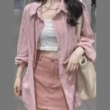 루즈핏 캐주얼 셔츠 롱 오버핏 남방 스트라이프 여성