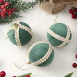 퓨어그린 패브릭 장식볼 3p(8cm) (로열라인)