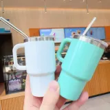 스텐빨대 손잡이 미니 텀블러 캠핑용 소주잔 90ml