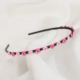 [엔젤슈슈] 큐빅 꽃 얇은 헤어밴드(핑크) 머리띠