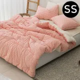 JMds 해피니 어반체크 순면 선염 워싱 차렵이불 패드세트 슈퍼싱글 SS (이불 핑크. 패드 베이지)