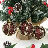 초코브라운 글리터 장식볼 3p(8cm) (스타라인)