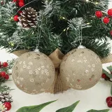 샴페인골드 글리터 장식볼 2p(10cm) (하트)