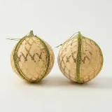 로열골드 글리터 장식볼 2p(10cm) (벨벳다이아체크)
