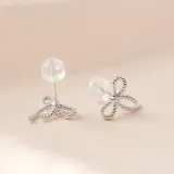 [비쥬홀릭] 백금도금 실버925 리본 매듭 은침 귀걸이