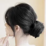 인모 올림머리 곱창밴드 가발(생머리) 블랙 만두머리