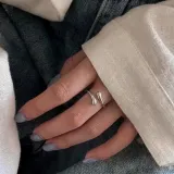 써지컬스틸 드롭 라인 오픈 반지 실버 데일리 링