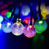 태양광 LED 100구 스노우볼 가랜드전구 루프탑 줄조명