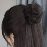 똥머리 집게핀 가발(파마머리) (내추럴블랙) 만두머리