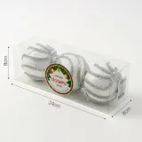 실버화이트 글리터 장식볼 3p(8cm) (샤이닝캐슬)