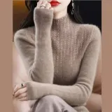 여성 캐시미어 니트 큐빅 장식 블링블링 긴팔 상의
