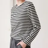 스트라이프 라우드넥 긴팔 봄 가을 티셔츠 베이직 기본티