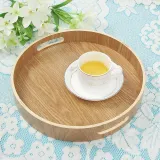 키친 손잡이 원형 우드트레이 30cm 서빙쟁반