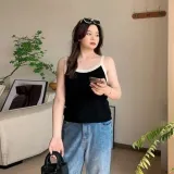 민소매 슬리브리스 배색 나시 77 88 데일리 홈웨어 이너