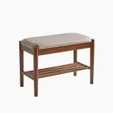 원목 현관 신발장 스툴 (60cm) (브라운)