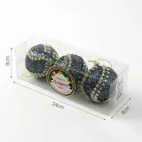 다크블루 글리터 장식볼 3p(8cm) (골드회오리)