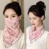 여성 플라워 쉬폰 자외선차단 스카프 마스크 두건