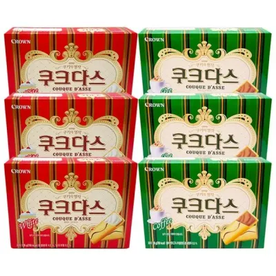 크라운제과 쿠크다스 화이트 128g+커피 128g 각3개
