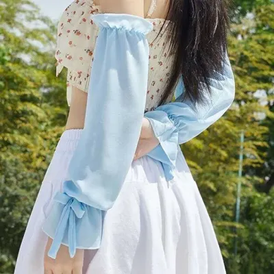 여성 여름 리본 프릴 손등커버 자외선차단 팔토시