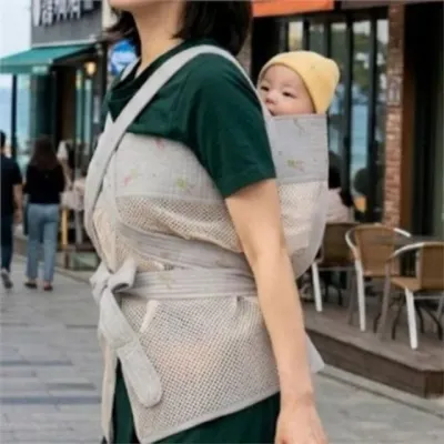 여름 망사 아기띠 x자형 아기띠 메쉬 휴대용 간편 캐리어 바람막이 겉싸개 포대기 신생아 침받이 부속품