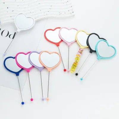 하트손거울 새로운 Diy 페르시 손잡이 거울 핸드 헬드 메이크업 거울 휴대용 단면 드레싱
