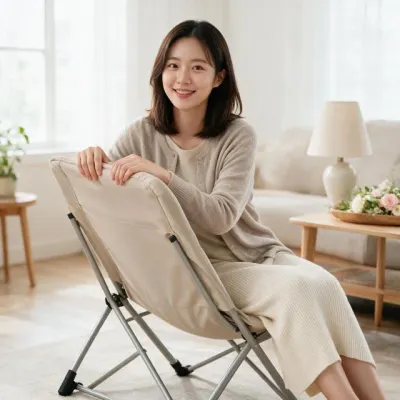 접이식 등받이 의자 사무실 화장대 보조 스툴 간이 체어 휴식 서재 공부방