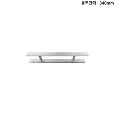 강화유리문용 알루미늄 사각 타공 문손잡이 340P 은색