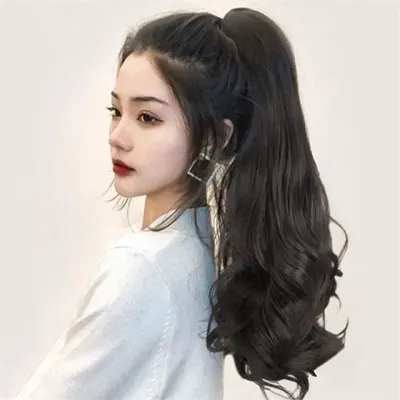 포니테일 가발 묶음 머리 가발 웨이브 집게 붙임머리 고열사