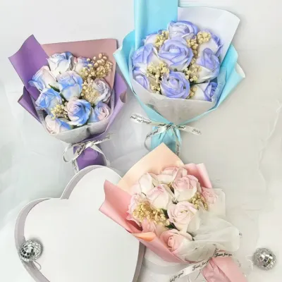 모조 장미꽃 9 송이 발렌타인데이 졸업 선물 장식품 부케 아이디어 장미 비누 꽃 선