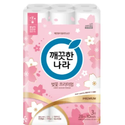 깨끗한나라 3겹 벚꽃 데코화장지 28mx30롤 깨끗한나라 24년 리뉴얼