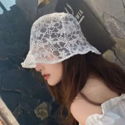 여성 여름 시스루 레이스 버킷햇 벙거지 패션 비치 모자 해변 바캉스
