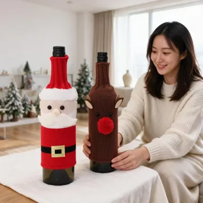 크리스마스 와인병커버 성탄절 식탁 테이블 인테리어 파티소품 와인커버 와인