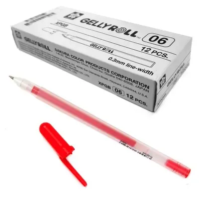 사쿠라 젤리롤펜 겔리롤펜 파인 XPGB 0.6mm (레드) (12개입) 1다스