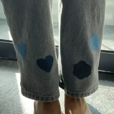 수선패치 원형 청바지 리폼