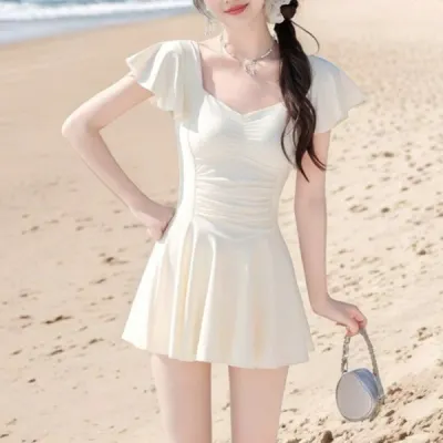 셔링 하트넥 원피스 수영복 여성용 예쁜 스윔웨어 팔뚝커버