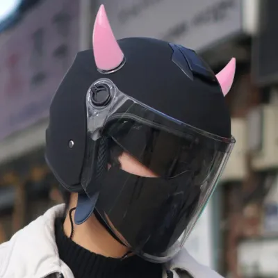 삼에스 오토바이 헬멧 장식 악세사리 악마뿔 핑크