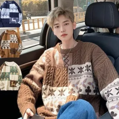 겨울 오버핏 니트 긴팔 티셔츠 홈웨어 데일리 루즈핏 상의