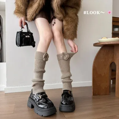 장미 플라워 레그워머 니삭스 양말 발토시 보온 골지 패션 워머 공연 행사 양말 삭스 레트로 키치한