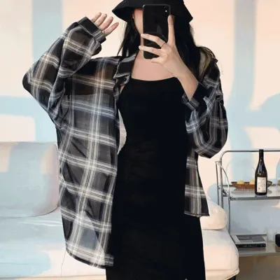 마이티 시스루 체크남방