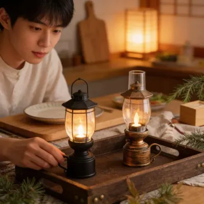 LED 캔들 무드등 빈티지 촛불 조명 테이블 소품 거실 침실 인테리어 장식품