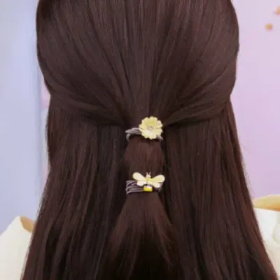 레이스 왕리본 헤어집게핀 헤어액세서리 여성머리끈 머리끈고무줄