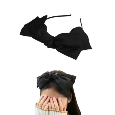 왕리본 머리띠 헤어밴드 대형 포인트 파티 스타일링 블랙 두건 벨벳 와이드