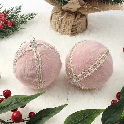 핑크블라썸 패브릭 장식볼 2P(10cm) (퍼폼폼이)